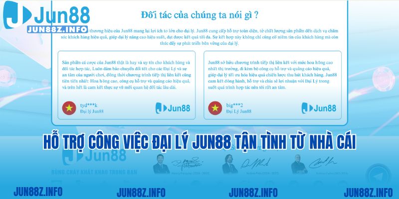 Hỗ trợ công việc đại lý Jun88 tận tình từ nhà cái